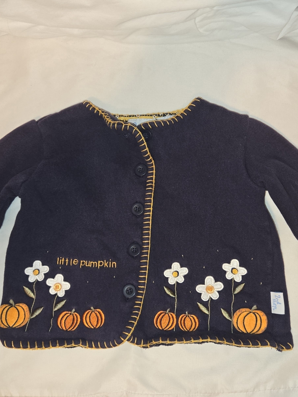 2nd Step Navy 'Little Pumpkin' Embroidered Kids Jacket SZ 12M